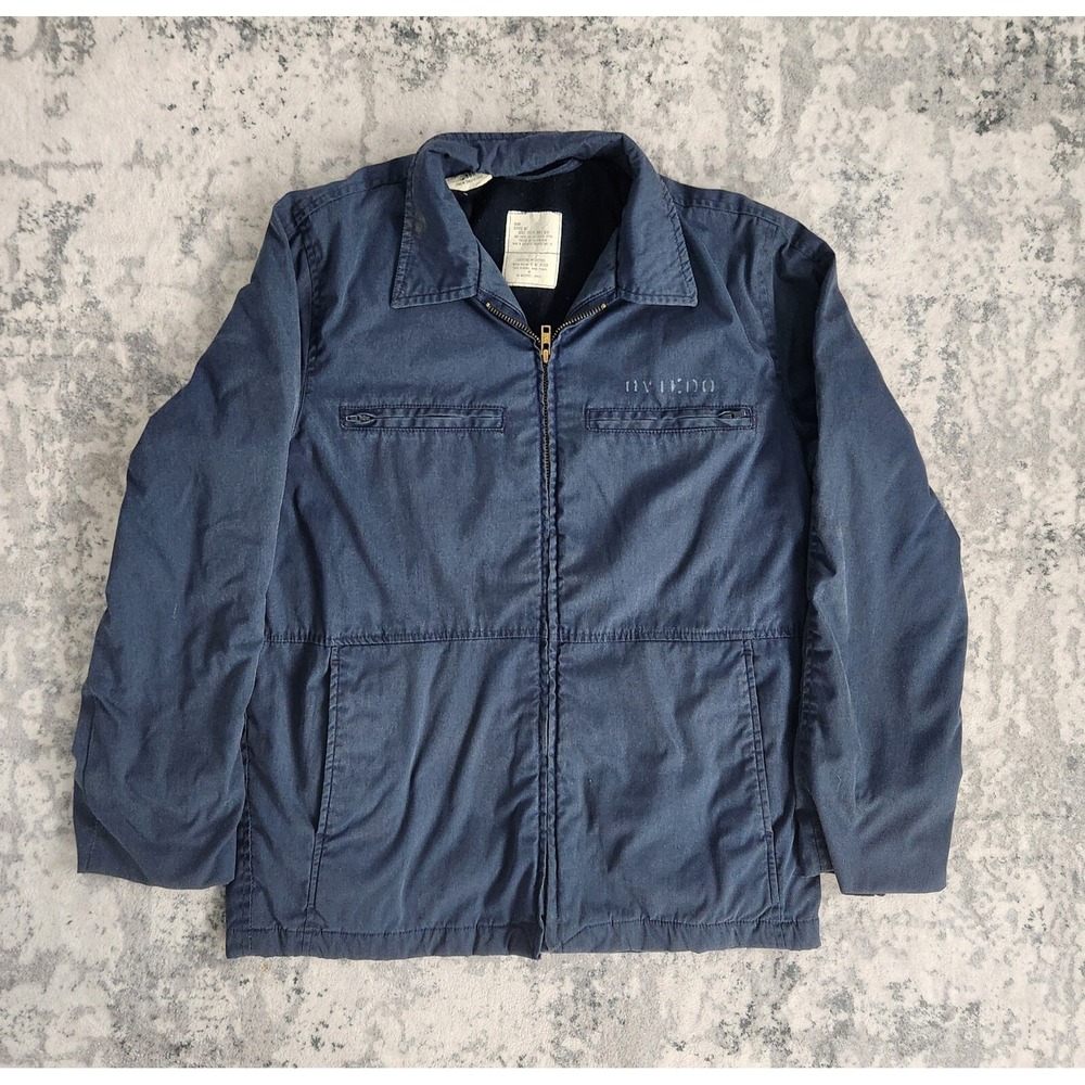 Vintage‎ Navy Jacket Mens 38R Blue Utility 80s Military Patches Lined Work Coat